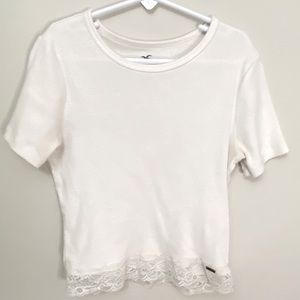 Hollister White Lace Tee